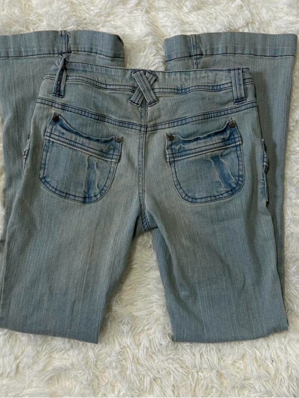 vintage low rise flared light blue denim jeans